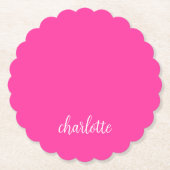 Heet Roze en Wit Meisje Kalligrafie Script Kartonnen Onderzetters (Voorkant)