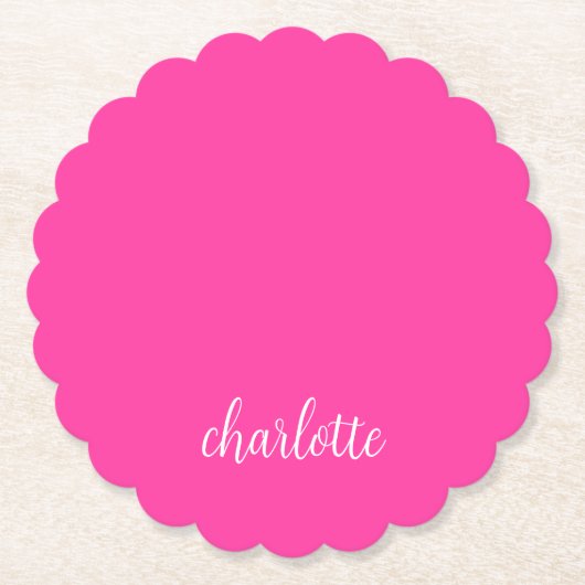 Heet Roze en Wit Meisje Kalligrafie Script Kartonnen Onderzetters (Voorkant)