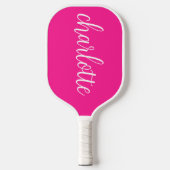 Heet Roze en Wit Meisje Kalligrafie Script Pickleball Paddle (Voorkant)