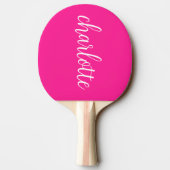 Heet Roze en Wit Meisje Kalligrafie Script Tafeltennisbatje (Achterkant)