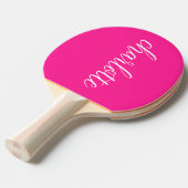 Heet Roze en Wit Meisje Kalligrafie Script Tafeltennisbatje (Voorkant Gekanteld)