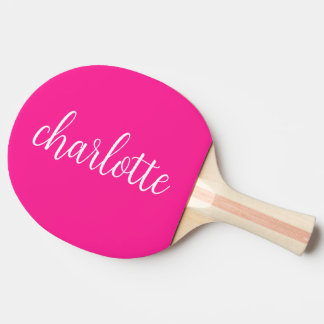 Heet Roze en Wit Meisje Kalligrafie Script Tafeltennisbatje