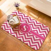 Heet Roze En Witte Chevron Monogram Badmat