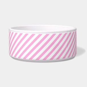 Heet Roze en Witte Diagonale Strepen Pet Bowl Voerbakje