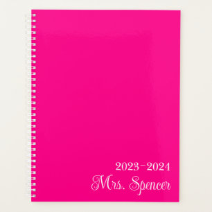 Heet roze en witte naam voor lerares planner