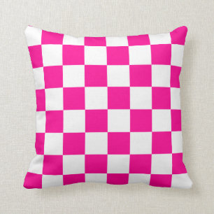 Heet Roze en Witte Ruiten Kussen