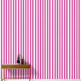 Heet roze en witte strepen behang