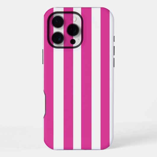 Heet Roze en Witte Strepen iPhone Hoesje (Achterkant)