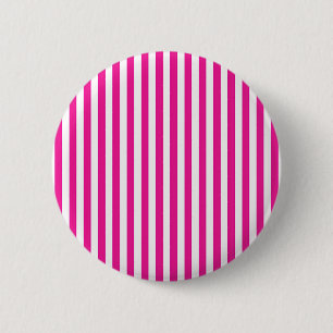 Heet roze en witte verticale strepen minimalistisc ronde button 5,7 cm