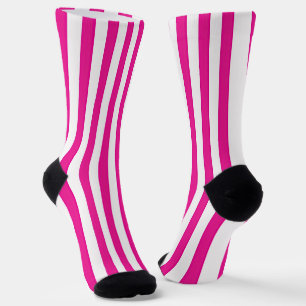 Heet roze en witte verticale strepen minimalistisc sokken