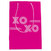 Heet roze en witte XOXO Valentijn Medium Cadeauzakje (Voorkant)