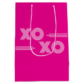 Heet roze en witte XOXO Valentijn Medium Cadeauzakje (Achterkant)