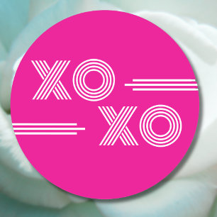 Heet roze en witte XOXO Valentijn Ronde Sticker