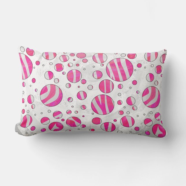 Heet Roze en Witte Zebra Stippen Kussen (Voorkant)