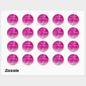 Heet Roze en Zilveren Glitter 40e Verjaardag Ronde Sticker (Vel)