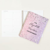 Heet Roze en Zilveren Glitter Gepersonaliseerd 202 Planner (Display)