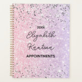 Heet Roze en Zilveren Glitter Gepersonaliseerd 202 Planner (Voorkant)