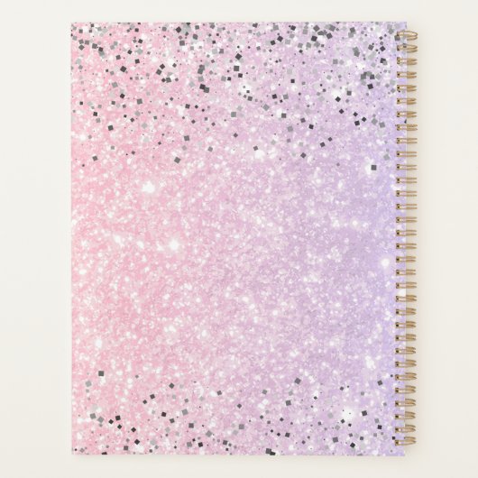 Heet Roze en Zilveren Glitter Gepersonaliseerd 202 Planner (Achterkant)