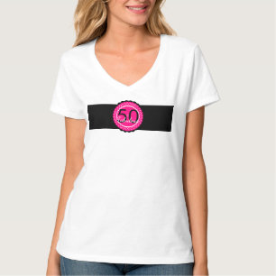 Heet Roze en Zwart 50 & Fabulous Verjaardagscadeau T-shirt