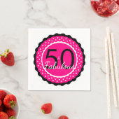 Heet Roze en Zwart 50 & Uitstekend Verjaardagsfees Servetten (Insitu)