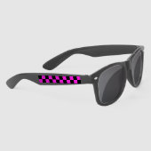 Heet Roze en Zwart Checkerboard Patroon Zonnebrillen (Rechts)