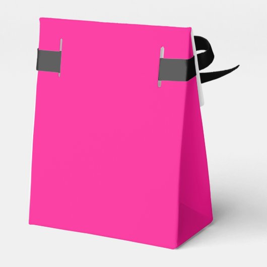Heet Roze en Zwart Curly Script Monogram Bedankdoosjes (Achterkant)