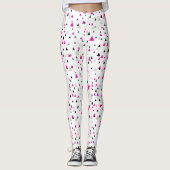 Heet roze en zwart geometrisch driehoekspatroon leggings (Voorkant)