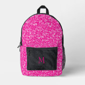 Heet roze en zwart glitter bedrukte rugzak (Voorkant)