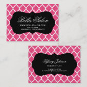 Heet Roze en Zwart Modern Marokkaans Lattice Visitekaartje (Voorkant / Achterkant)