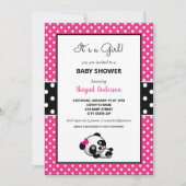Heet Roze en Zwart Panda Beer Baby shower Kaart (Voorkant)
