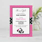 Heet Roze en Zwart Panda Beer Baby shower Kaart (Staand voorkant)