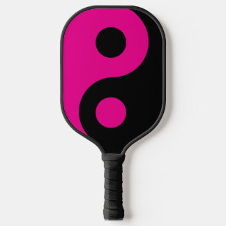 Heet roze en zwart Yin Yang-symbool Pickleball Paddle