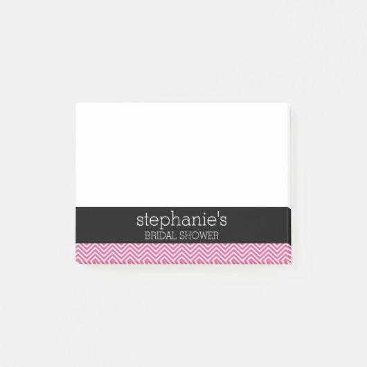 Heet roze en zwarte bruidsfeest chevrons post-it® notes (Voorkant)