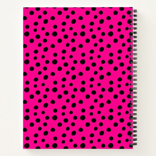 Heet Roze en Zwarte Cheetah Spots Compositie Notitieboek (Achterkant)