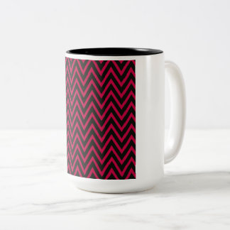 Heet roze en zwarte Chevron – Elektrisch zigzagpat Tweekleurige Koffiemok