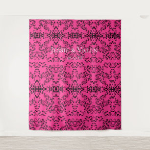 Heet roze en zwarte spiraal gotische bruiloft wandkleed