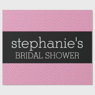 Heet roze en zwarte Vrijgezellenfeesten Chevrons Cadeaupapier