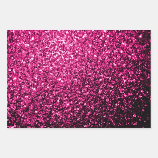 Heet roze faux glitter sparkles inpakpapier vel (Voorkant 3)