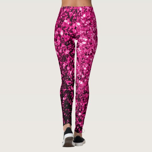 Heet roze faux glitter sparkles leggings (Achterkant)