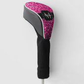 Heet roze faux glitter sparkles Monogram Golfheadcover (Schuin)