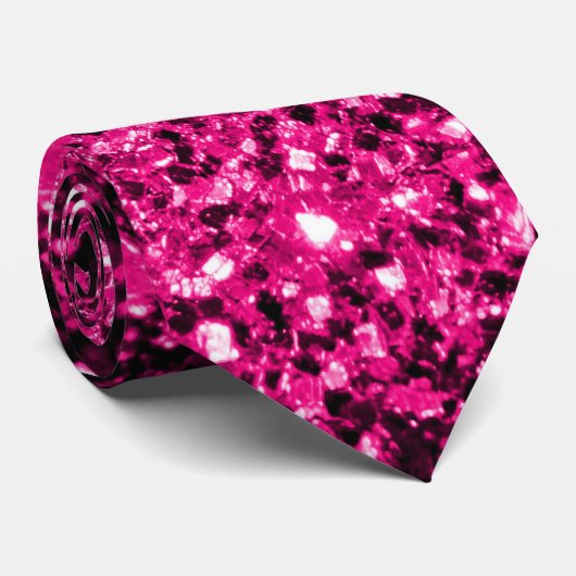 Heet roze faux glitter sparkles stropdas (Opgerold)