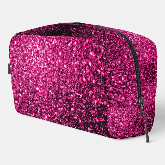 Heet roze faux glitter sparkles toilettasje (Rechterhoek)