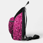 Heet roze faux glitter sparkles Zwart Monogram Sling Bag (Rechts)