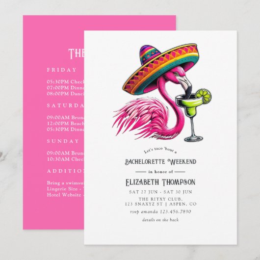 Heet-Roze Feest Flamingo Meisje-onder-ons Weekend Kaart (Voorkant / Achterkant)