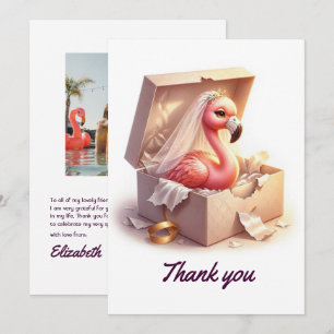 Heet Roze Flamingo Meidenavond Feest Foto Bedankkaart