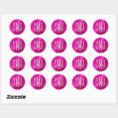 Heet Roze Folie Drielettermonogram Ronde Sticker (Vel)