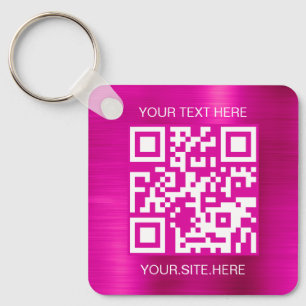 Heet Roze Folie QR Code Sleutelhanger