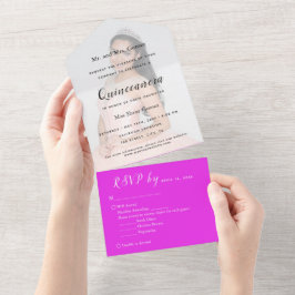 Heet Roze Foto Achtergrond RSVP Uitnodiging Evenem