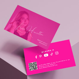 Heet roze foto overlay make-up artiest QR CODE Visitekaartje