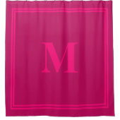 Heet Roze Framboos Rood Monogram Streep Aangepaste Douchegordijn (Voorkant)